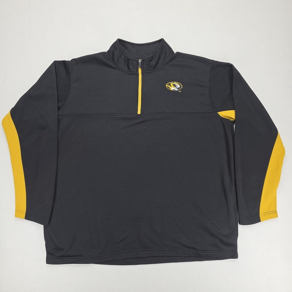 Missouri Tigers Sweatshirt Mens 2XL Black NCAA Quarter Zip Rivalry Threads‎